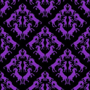 Custom Unicorn Damask Purple on Black