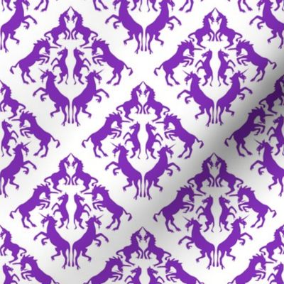 Custom Unicorn Damask Purple on White