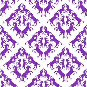 Custom Unicorn Damask Purple on White