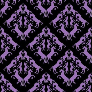 Custom Unicorn Damask Lavender Purple on Black