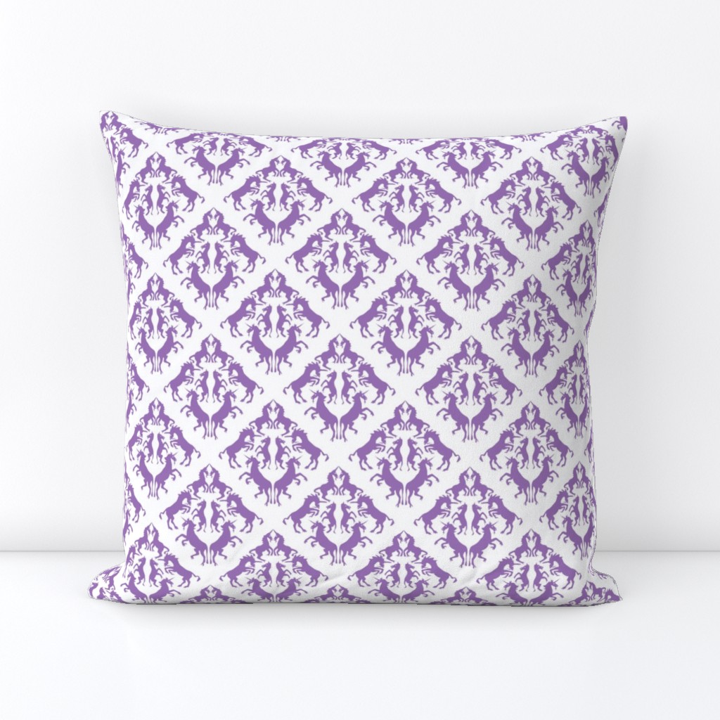 Custom Unicorn Damask Lavender Purple on White