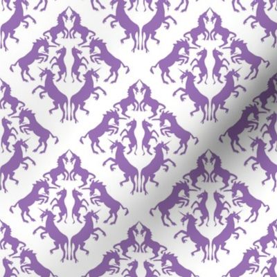 Custom Unicorn Damask Lavender Purple on White