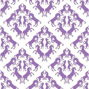 Custom Unicorn Damask Lavender Purple on White