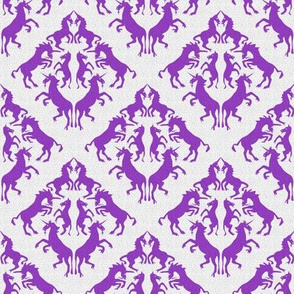 Custom Unicorn Damask Purple on Dashed Texture White