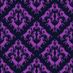 Custom Unicorn Damask Purple on Dashed Texture Dark