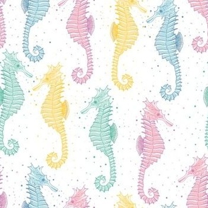 Small Scale /colorful seahorses / kids bathroom  summer wear