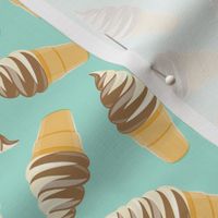 swirl ice cream cones - chocolate and vanilla swirl on mint - LAD21