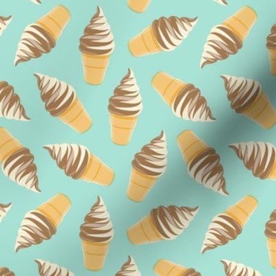 swirl ice cream cones - chocolate and vanilla swirl on mint - LAD21