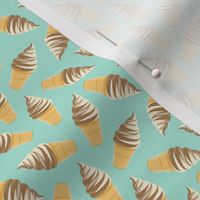 (small scale) swirl ice cream cones - chocolate and vanilla swirl on mint - LAD21