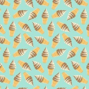 (small scale) swirl ice cream cones - chocolate and vanilla swirl on mint - LAD21