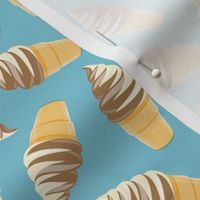 swirl ice cream cones - chocolate and vanilla swirl on  summer blue - LAD21