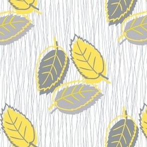 Yellow Grey Trios of Elm Leaves