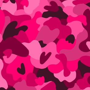 Medium Hot Pink Magenta Bubblegum Pink Girl Strong Camo // © ZirkusDesign Camouflage, Hearts, Girly, Hunt, Hunter, Bright, Feminine, military Wallpaper