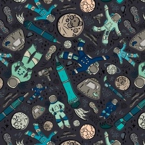 Small Face Mask Blue + Turquoise Colorful Smart Girls Rock the Universe // © ZirkusDesign Apollo 11 Lunar Landing // Rockets, Moon, Planets, Stars, Space Shuttle, Vintage Video Camera, Footprints // STEM Girls Rule the World Wallpaper