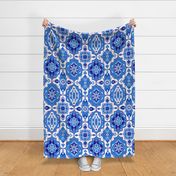 Large Scale Royal Blue Marrakech Lantern Tiles // © ZirkusDesignTurquoise and Gold Geometric Moroccan Style Print // Wallpaper