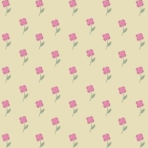 (Small scale) Pink flowers on yellow 