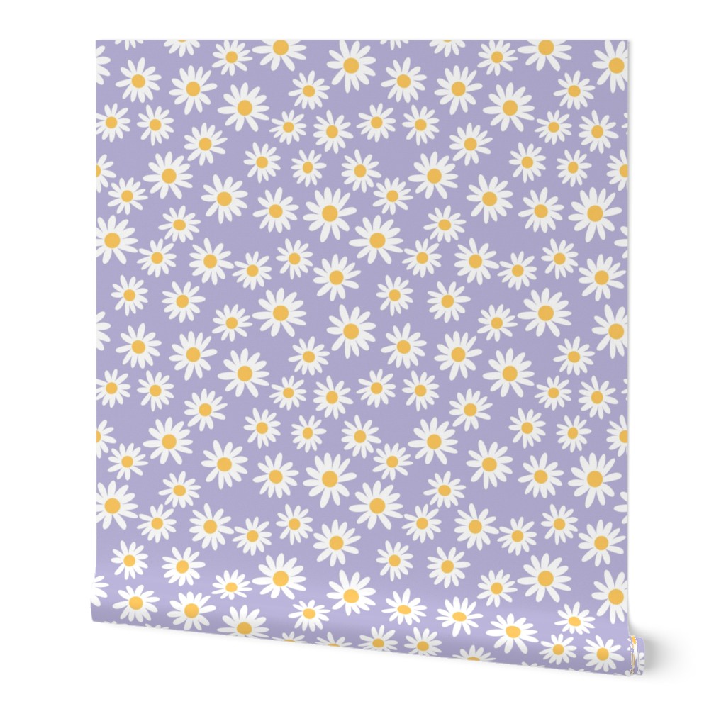 TINY daisy print fabric - daisies, daisy fabric, baby fabric, spring fabric, baby girl, earthy - lilac