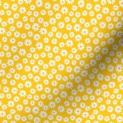 TINY daisy print fabric - daisies, daisy fabric, baby fabric, spring fabric, baby girl, earthy - bright yellow