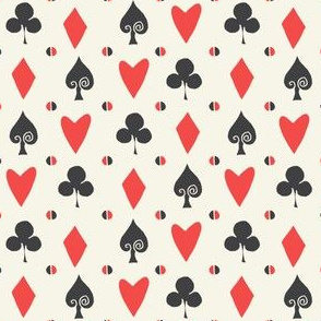 alice in wonderland cards fabric // card suits, spade, heart, diamonds, clover