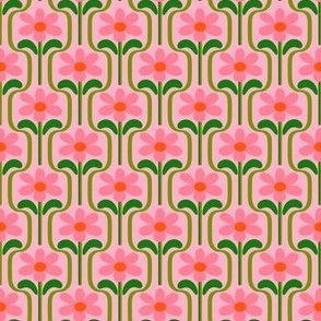 Spring pink retro flower power Size L (updated)