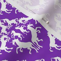 White Unicorn Damask on Purple