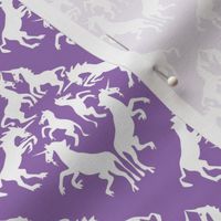 White Unicorn Damask on Lavender Purple