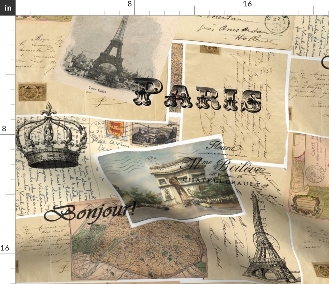 French Paris Postcard Collage