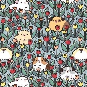 Teddy Guinea pigs with flowers pattern, small scale