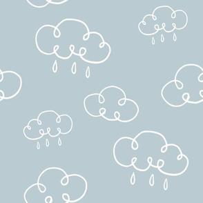 Hand Drawn Clouds in Blue