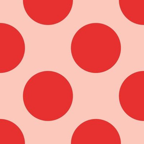 Red dots on light salmon pink background