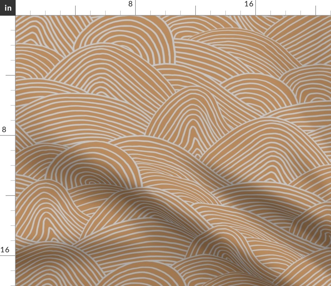 Ocean waves and surf vibes abstract salty water minimal Scandinavian style stripes cinnamon yellow gray neutral WALLPAPER XXL