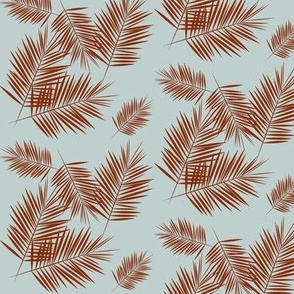 palm leaves - rusty red on seafoam small 