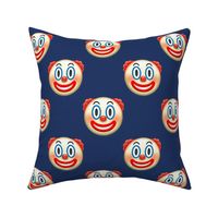 Large Scale Clown Emojis on Dark Blue