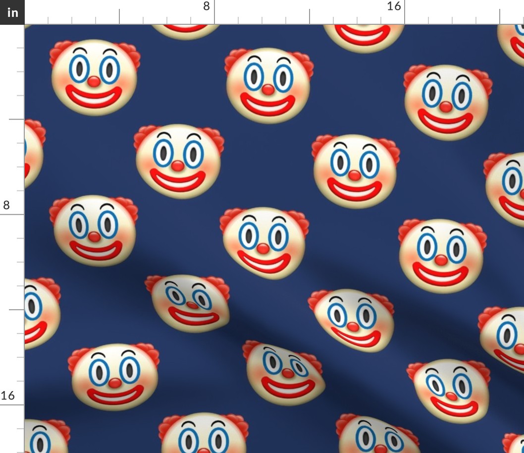 Large Scale Clown Emojis on Dark Blue