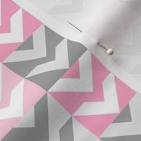 Pink and Grey Geometric Patchwork - Smaller Scale