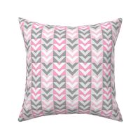 Pink and Grey Geometric Patchwork - Smaller Scale