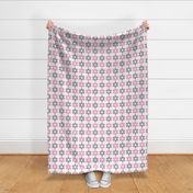 Pink and Grey Retro Daisies - Bigger Scale