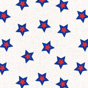 Stargaze White linen red navy blue star pattern 