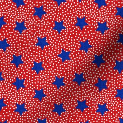 Stargaze Red white dots blue stars USA pattern
