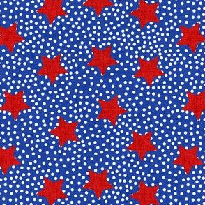 Stargaze Blue white dots red stars USA pattern