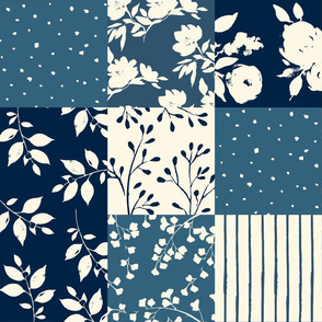 cotswold floral ( blue ) - whole cloth ( 6 inch squares)