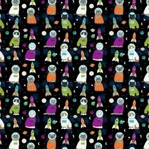 TINY space cats fabric // cat cats design cute cats kittens kitty design - black