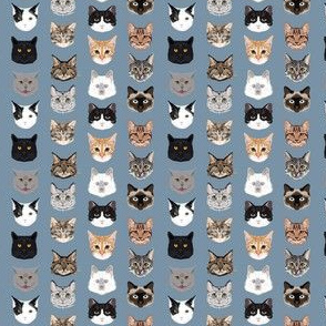 TINY cat faces hello cats kitty cute faces cats fabric