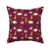 Pumpkin & Gourds (12inx12in) Maroon