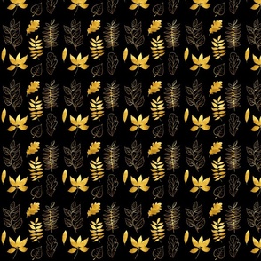 Gold laves on black background