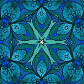 Beautiful Blue Mandala and Teal Design 