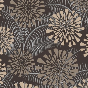 Beige and brown flowers, abstraction.