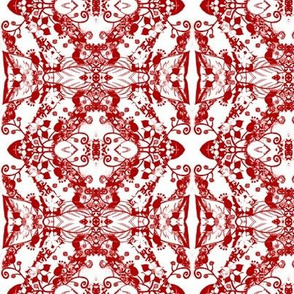 Flower Drawing White Red Mirror