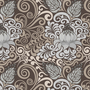 Vintage pattern, brown background.