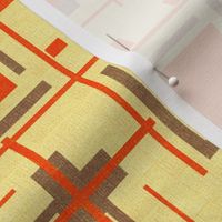 Mid Century Modern in Red and Brown on Beige